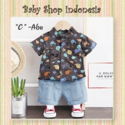large LU617 Setelan Kemeja Anak Cowok Setelan Baju Anak Import Nautica Abu